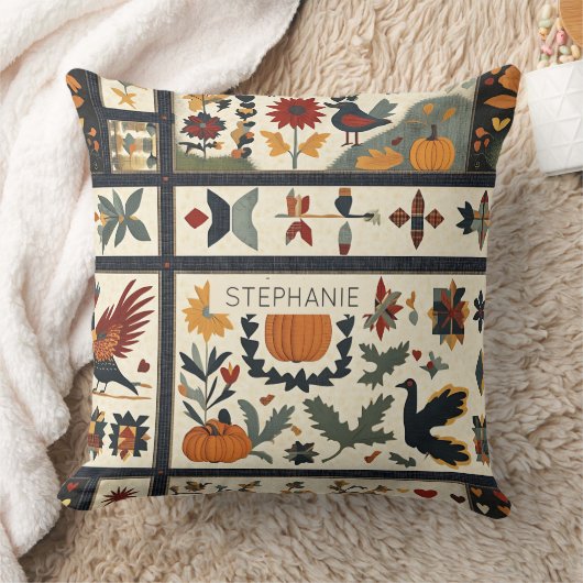 Folk Art Autumn Quilt Pattern | Rustic Harvest クッション (ブランケット)