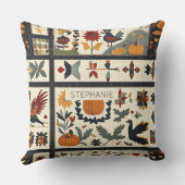 Folk Art Autumn Quilt Pattern | Rustic Harvest クッション (裏面)