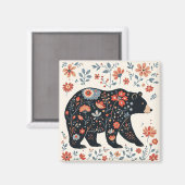 Folk Art Bear Magnet マグネット (正面/裏面)