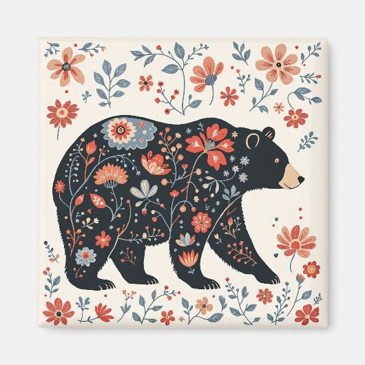 Folk Art Bear Magnet マグネット (正面)