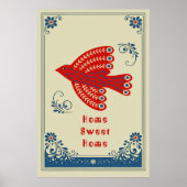 Folk Art Bird Home Scandinavian Style Pоster ポスター (正面)