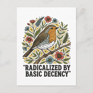 Folk Art Bird Illustration for Social Justice  インビテーションポストカード