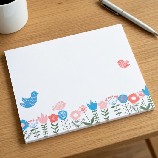 Folk Art Birds and Flowers Notepad ノートパッド