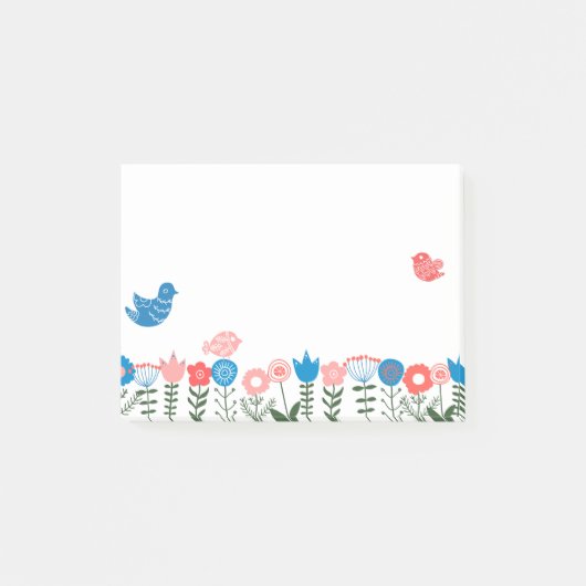 Folk Art Birds and Flowers Post-it® Notes ポストイット (正面)