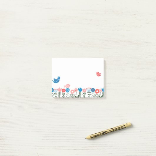 Folk Art Birds and Flowers Post-it® Notes ポストイット (デスク上)