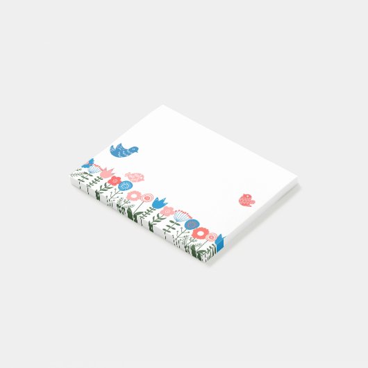 Folk Art Birds and Flowers Post-it® Notes ポストイット (アングル)