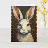 Folk Art Bunny Rabbit Art Blank Card カード (黄色い花)
