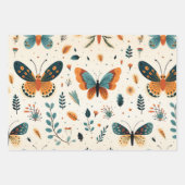 Folk Art Butterflies with Teal and Terracotta ラッピングペーパーシート (正面2)