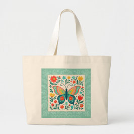 Folk Art Butterfly Tote Bag ラージトートバッグ
