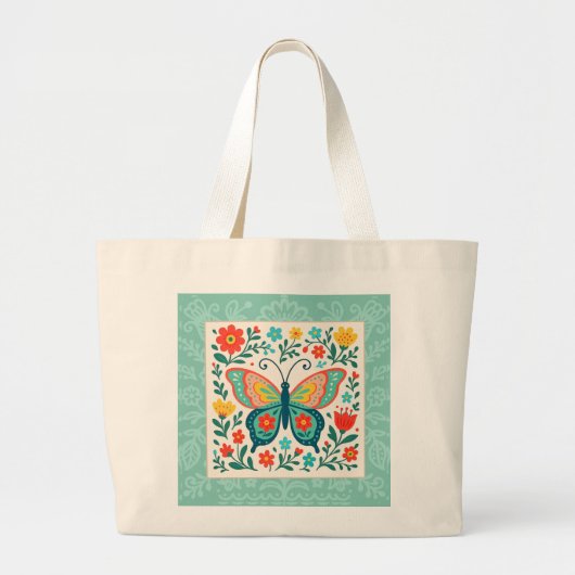 Folk Art Butterfly Tote Bag ラージトートバッグ (正面)
