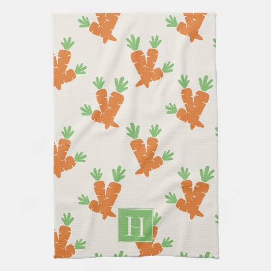 Folk Art Carrot Scatter キッチンタオル (縦)