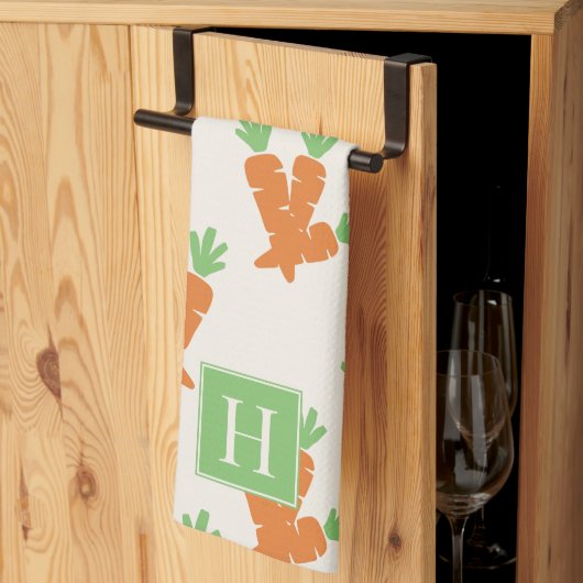 Folk Art Carrot Scatter キッチンタオル (三つ折り)