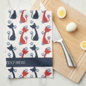 Folk Art Cat Pattern | Farmhouse キッチンタオル (四つ折り)