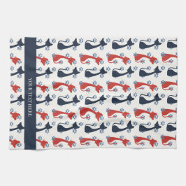 Folk Art Cat Pattern | Farmhouse キッチンタオル