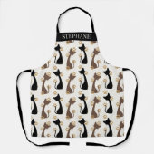 Folk Art Cat Pattern | Farmhouse Kitchen エプロン (正面)