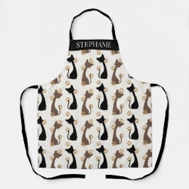 Folk Art Cat Pattern | Farmhouse Kitchen エプロン