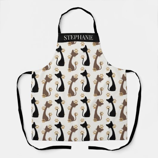 Folk Art Cat Pattern | Farmhouse Kitchen エプロン (正面)