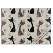 Folk Art Cat Pattern | Farmhouse Kitchen カッティングボード (正面)