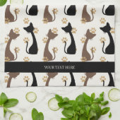Folk Art Cat Pattern | Farmhouse Kitchen キッチンタオル (折り畳み)