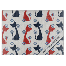 Folk Art Cat Pattern | Farmhouse Kitchen Recipe カッティングボード