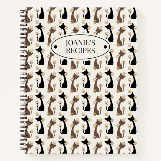 Folk Art Cat Pattern | Farmhouse Kitchen Recipe ノートブック (正面)