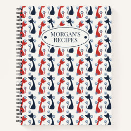 Folk Art Cat Pattern | Farmhouse Kitchen Recipe ノートブック