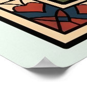 Folk Art Cat with UFO in Countryside Whimsical ポスター (角)