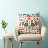 Folk art chicken floral pillow クッション (椅子)