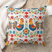 Folk art chicken floral pillow クッション (ブランケット)