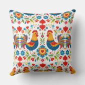 Folk art chicken floral pillow クッション (裏面)