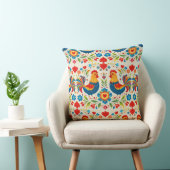 Folk art chicken floral pillow クッション (椅子)