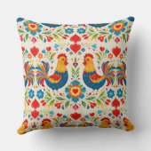 Folk art chicken floral pillow クッション (裏面)