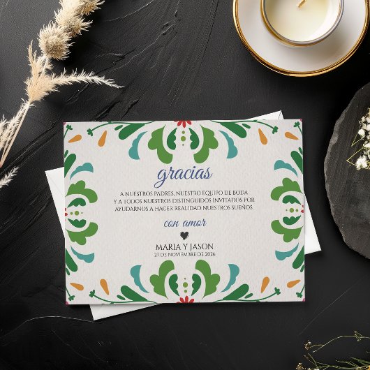 Folk Art Colorful Floral Fiesta Spanish Wedding サンキューカード