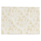 Folk Art Deer Botanical Ivory Large Gift Bag ラージペーパーバッグ (裏面)