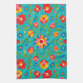 Folk art floral  キッチンタオル
