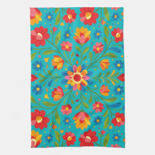 Folk art floral  キッチンタオル (縦)