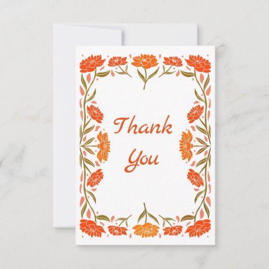 Folk Art Floral Border Greeting Card サンキューカード (正面)