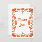 Folk Art Floral Border Greeting Card サンキューカード (正面/裏面)