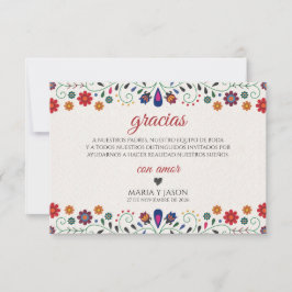 Folk Art Floral Botanical Fiesta Spanish Wedding サンキューカード