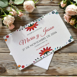 Folk Art Floral Botanical Fiesta Spanish Wedding セーブザデート