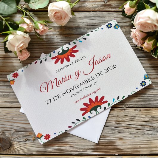 Folk Art Floral Botanical Fiesta Spanish Wedding セーブザデート