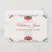 Folk Art Floral Botanical Fiesta Spanish Wedding セーブザデート (正面)