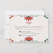 Folk Art Floral Botanical Fiesta Spanish Wedding 出欠カード (正面)
