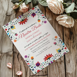 Folk Art Floral Botanical Fiesta Spanish Wedding 招待状