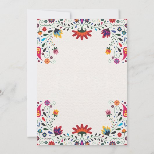 Folk Art Floral Botanical Fiesta Spanish Wedding 招待状 (裏面)