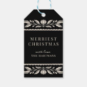 Folk Art Floral Christmas Holiday Name ギフトタグ (正面)