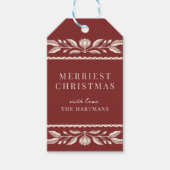 Folk Art Floral Christmas Holiday Name ギフトタグ (正面)