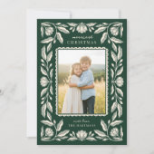 Folk Art Floral Frame Christmas Photo シーズンカード (正面)
