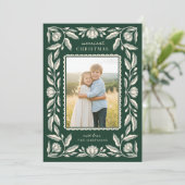 Folk Art Floral Frame Christmas Photo シーズンカード (スタンド正面)