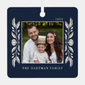 Folk Art Floral Photo Christmas  メタルオーナメント (正面)